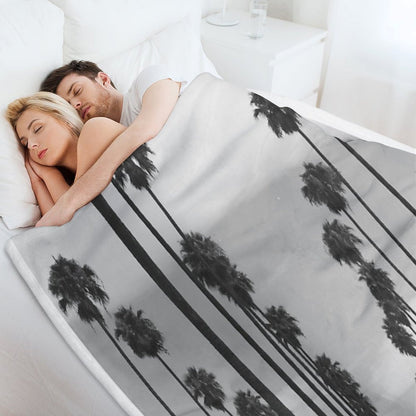 Vintage Black & White California Palm Trees Photo Durable Throw Blanket