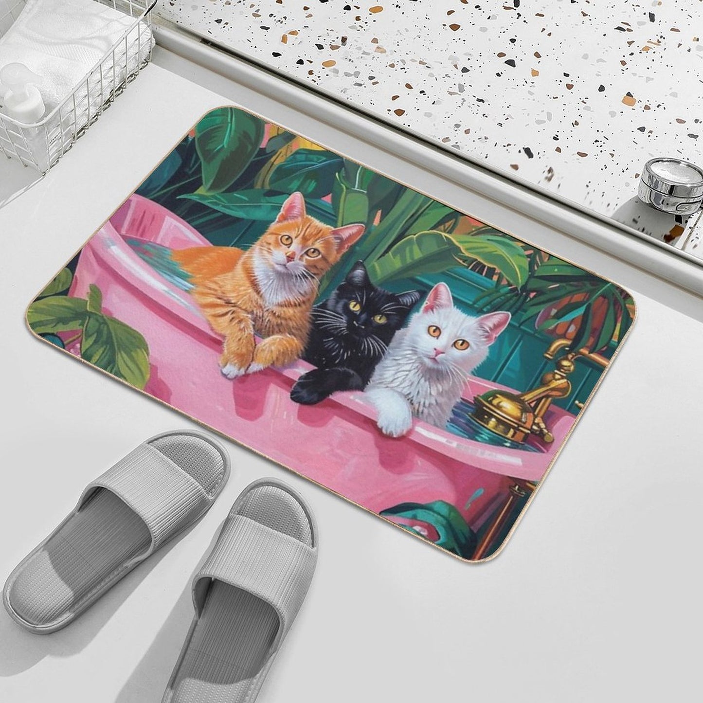 Painting of Cats  Fade-Resistant Bath Mat