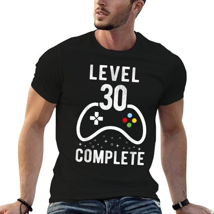 Mens 30th Birthday Gamer Level 30 Complete  Oversized Silhouette T-Shirt
