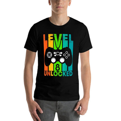 8th Birthday Gamer Boy Or Gamer Girl - Level 8 Unlocked  Oversized Silhouette T-Shirt