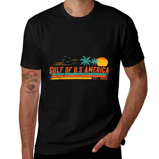 Vintage Gulf Of Us America Retro Sunset Gulf Of Us America Summer-ready Fabric T-Shirt
