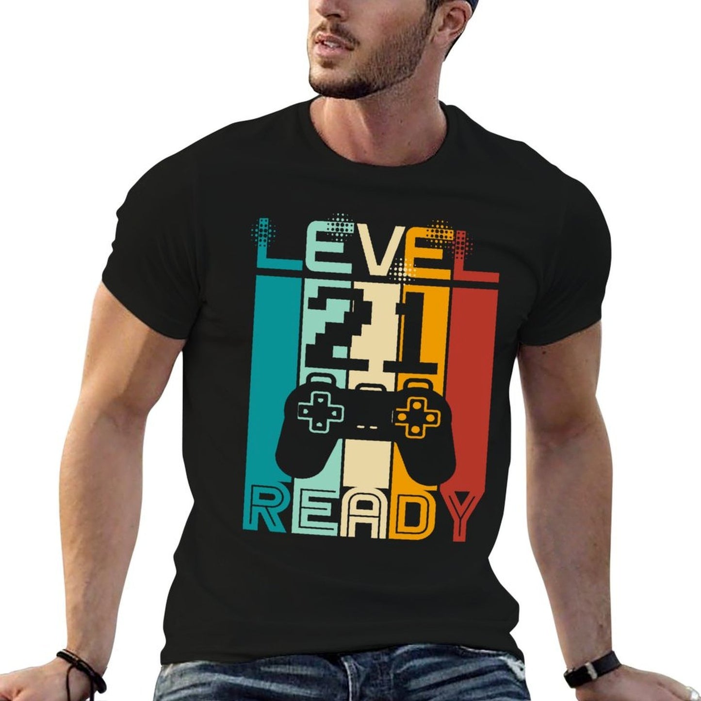 Level 21 Ready Funny Video Gamer 21st Birthday  Slim-fit Cut T-Shirt