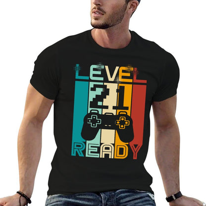Level 21 Ready Funny Video Gamer 21st Birthday  Slim-fit Cut T-Shirt