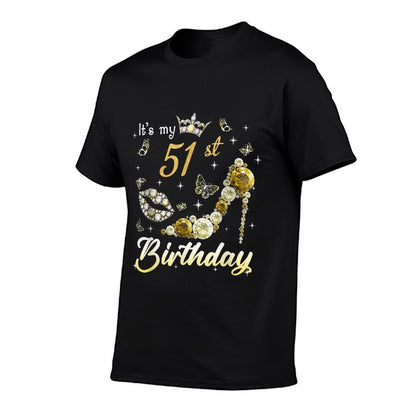 It's My 51st Birthday Queen 51 Year Old Crown Gold High Heel  Slim-fit Cut T-Shirt