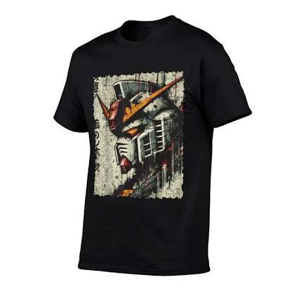 Japanese Mecha Robot Head Vintage Anime Art Men Boys Kids  High-quality Stitching T-Shirt