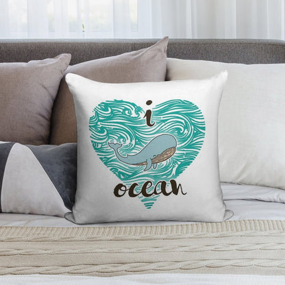 I Love Ocean (happy Whale) Ocean Soft Style Accent Throw Pillow