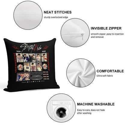 Stray Kids Concert Tour T-shirt Kpop Boy Group Bang Chan Lee Know Changbin Hyunjin Han Felix Seungmin Jeongin Soft Durable Construction Throw Pillow