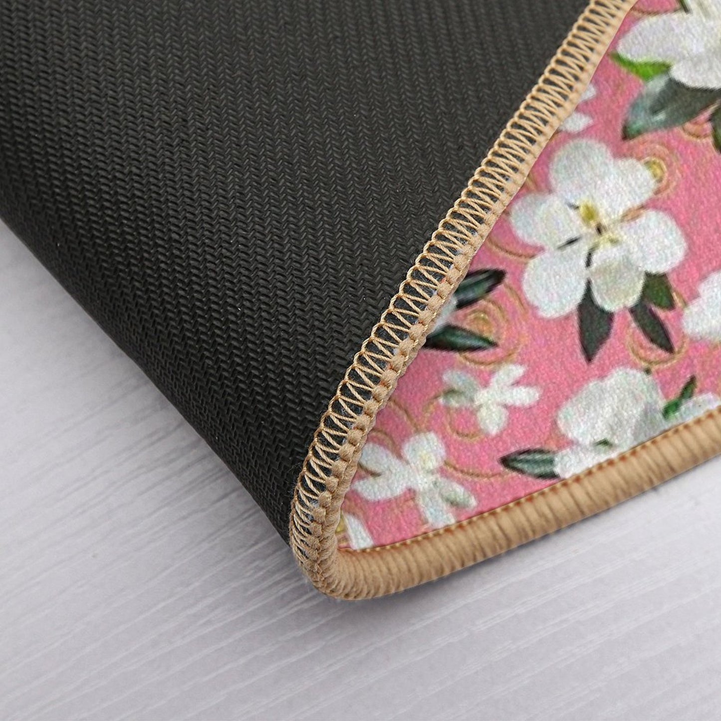 Bright Magnolia Floral Halfdrop on Pink F4849c  Easy Maintenance Bath Mat