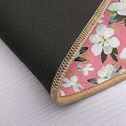 Bright Magnolia Floral Halfdrop on Pink F4849c  Easy Maintenance Bath Mat