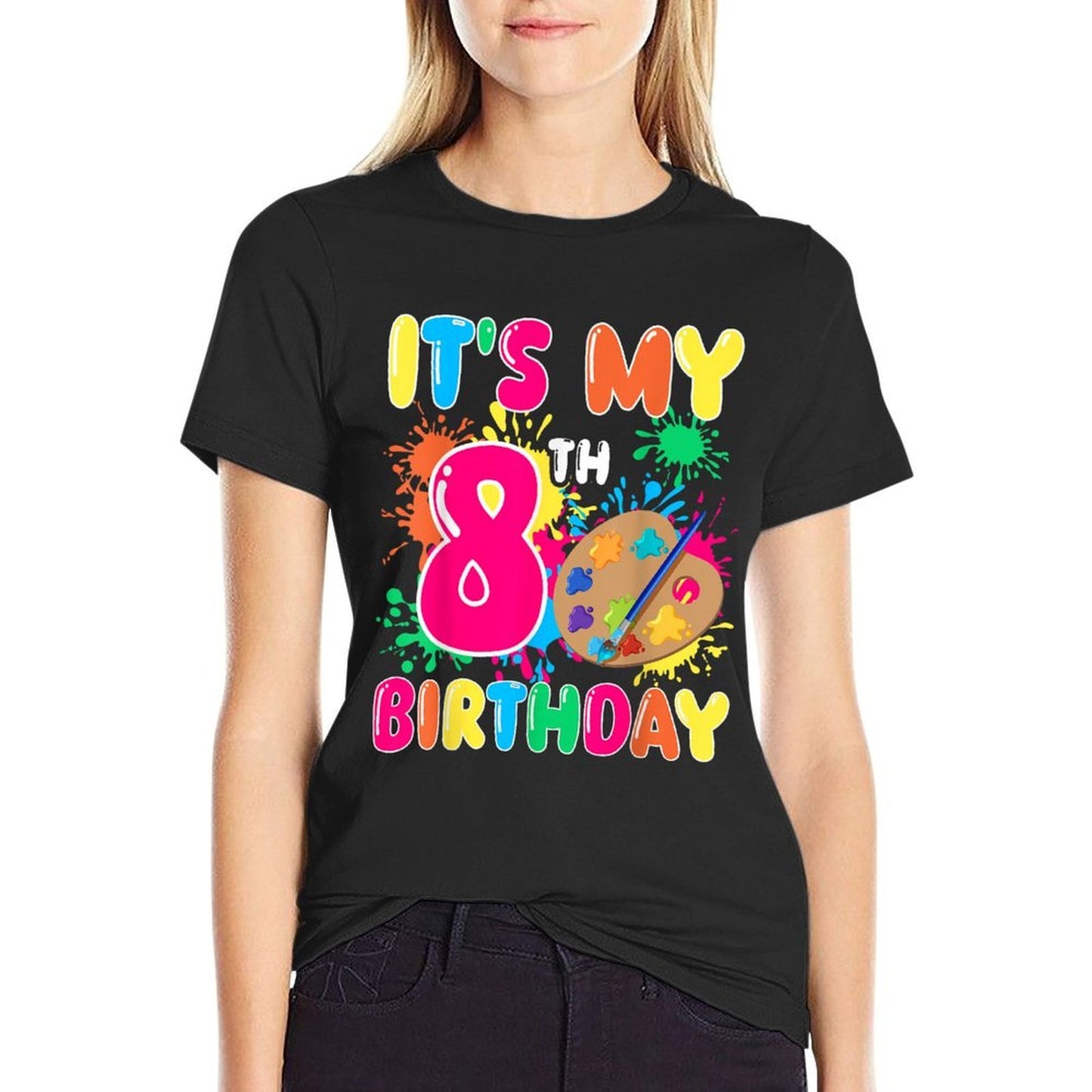 It's My 8th Birthday Painting Art 8 Year Old Bday Artist  Moisture-wicking T-Shirt