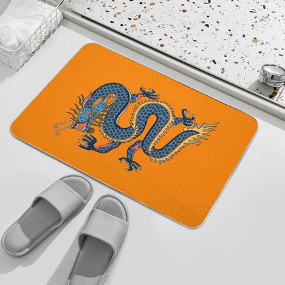 TIBETAN DRAGON RUG-orange  Easy To Clean Bath Mat