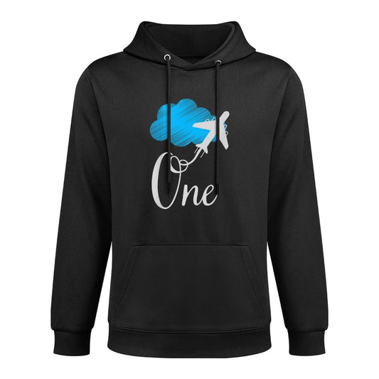 Kids 1 Year Old Birthday Airplane. Boy 1st Birthday Machine Washable Hoodie