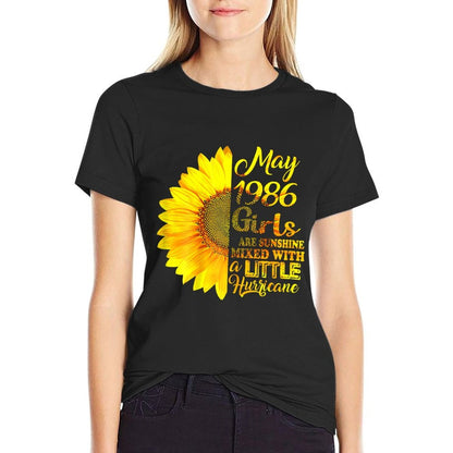 May Girls 1986 Sunflower 35th Birthday Gifts  Soft T-Shirt