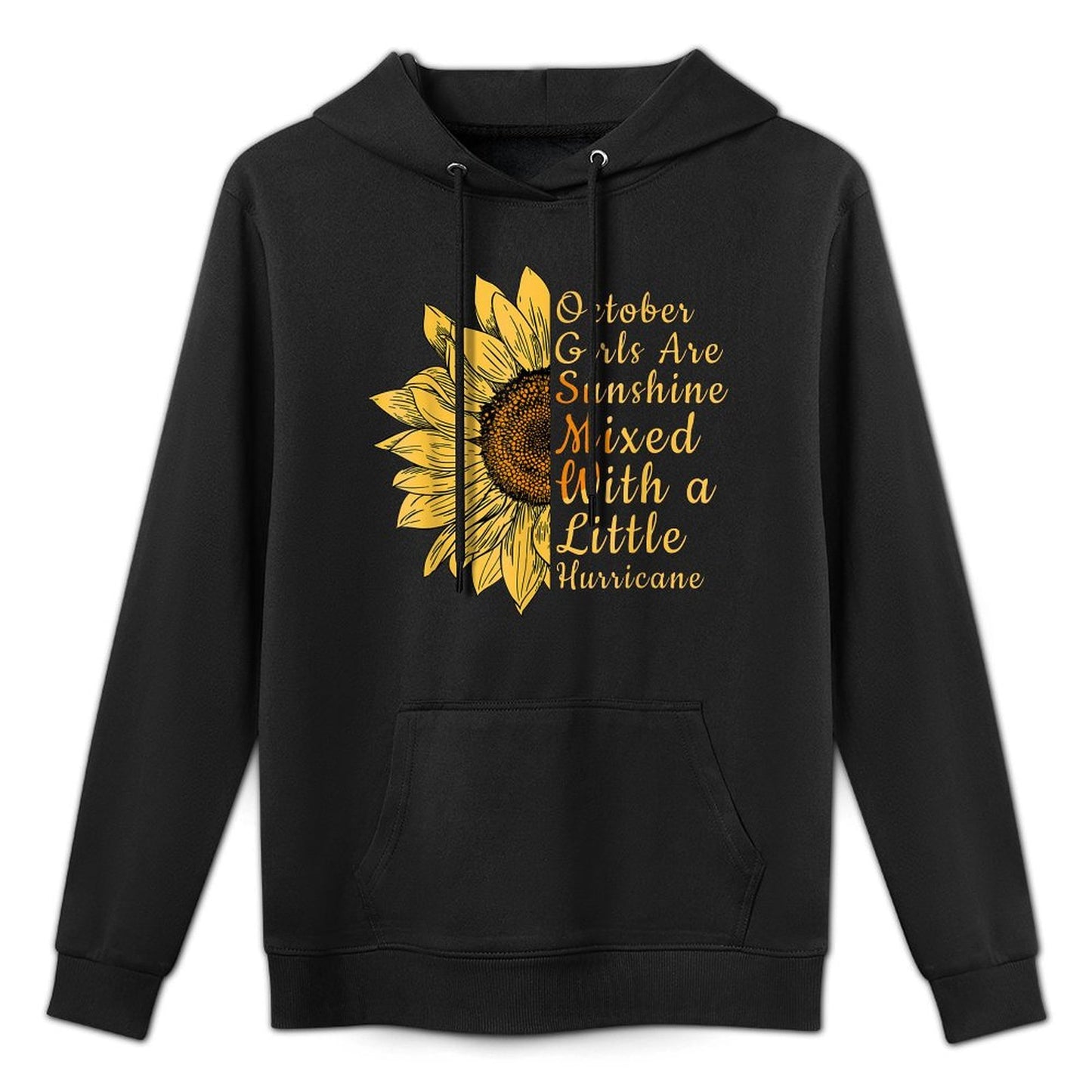 Sunflower Born In October Birthday Gift For Women Adjustable Hood Hoodie