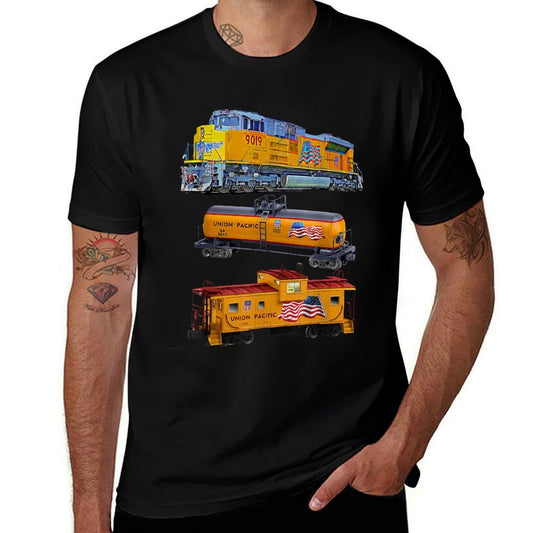 Freight Train Engine Tanker Caboose  Versatile T-Shirt