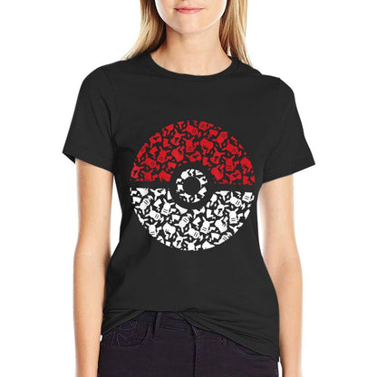 Pokemon Unisex Adult Pikachu Pokeball Pattern, Black, Small  Durable T-Shirt