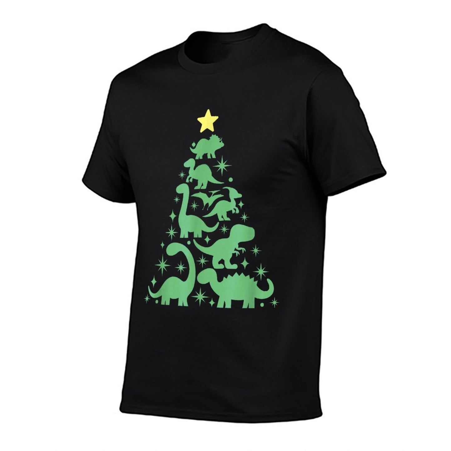 Dinosaur Christmas Tree Dino TRex Dinosaur Lover Christmas  Rolled Sleeves T-Shirt