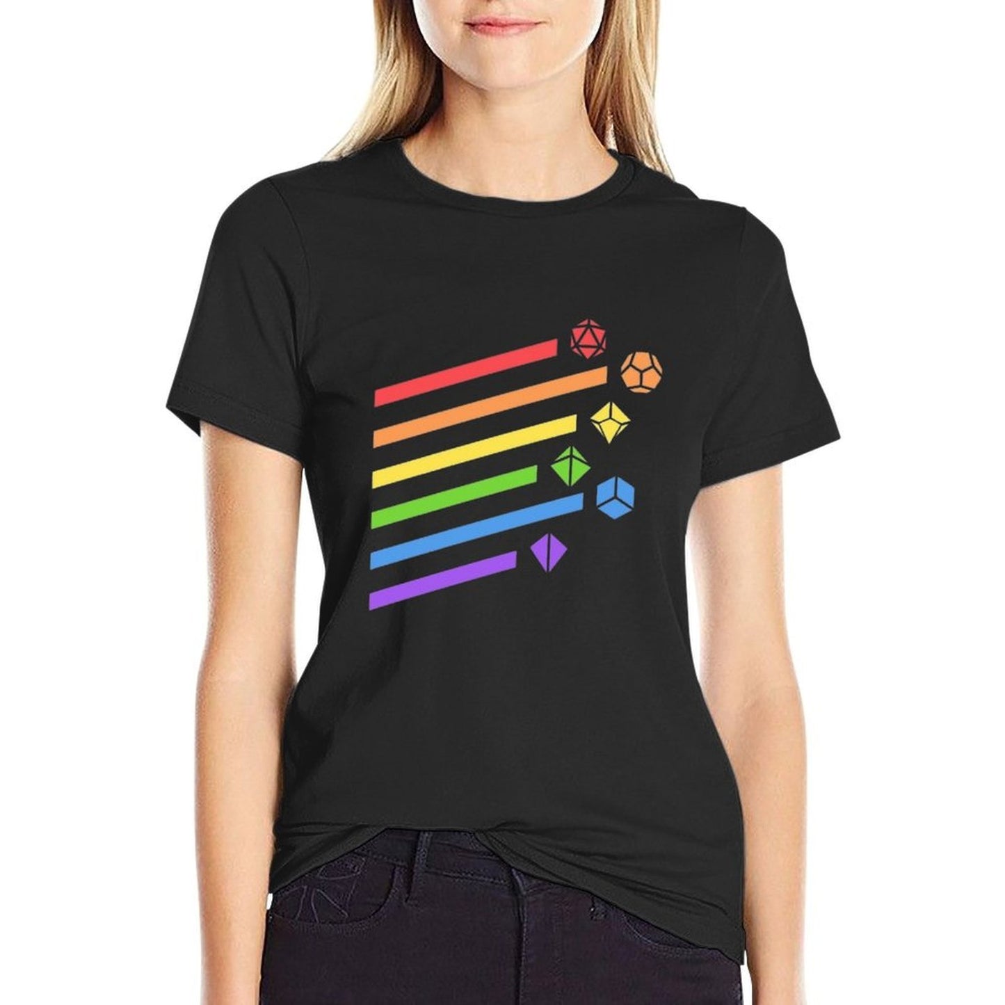 Rainbow Dice Set Tabletop RPG Gaming  Slim-fit Cut T-Shirt