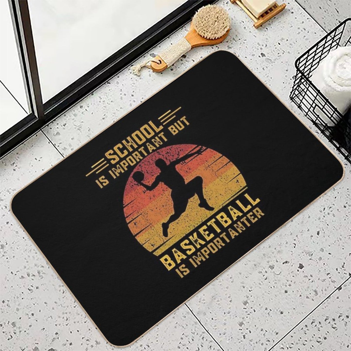 School Is Important But Basketball Is Importanter Funny Education Basketballer  Eco-Friendly Bath Mat