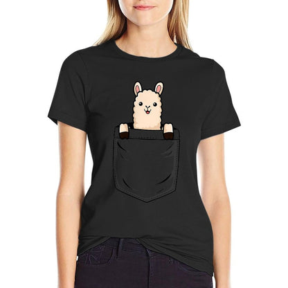 Llama Lovers Cute Funny Llama In Pocket  Lightweight T-Shirt