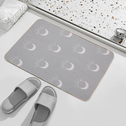 Cute Sun And Moon Design Boho Aesthetic In Muted Colors Gray Taupe  Long-Lasting Bath Mat