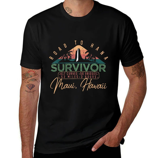 Road To Hana Survivor Curvy Palm Maui Hawaii Lover  Oversized Silhouette T-Shirt