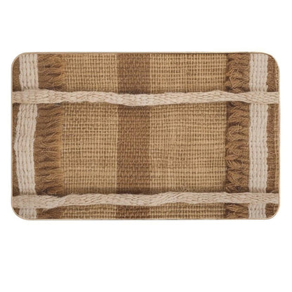 Woven Grid Texture in Earthy Jute And Cotton  Toxin-Free Bath Mat