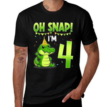 Oh Snap I'm 4 Crocodile Alligator 4th Years Old Birthday  Odor-resistant T-Shirt