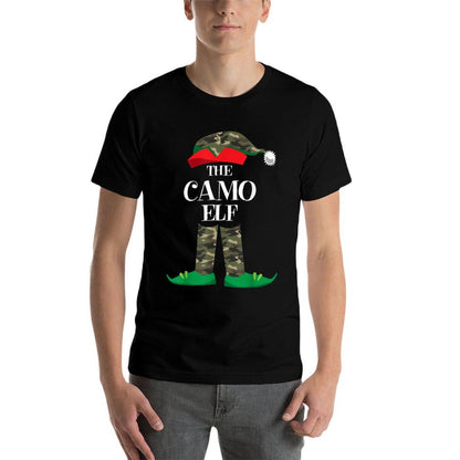 Camo Elf Matching Group Family Christmas Camouflage Pajama  Cotton T-Shirt
