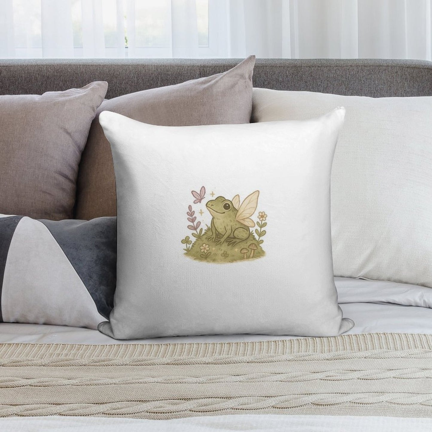 Fairy Frog Soft Washable Throw Pillow