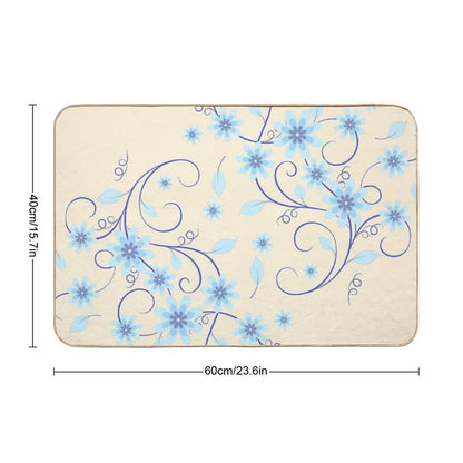 Blue Flowers (Sunny Beige)  Eco-Friendly Bath Mat