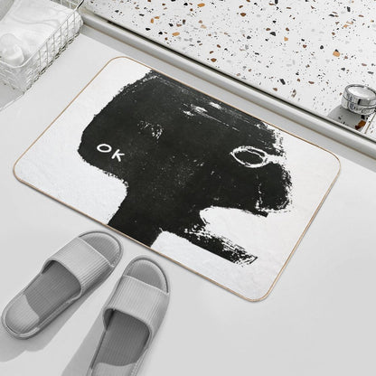 OK Monochrome Illustration  Absorbent Bath Mat