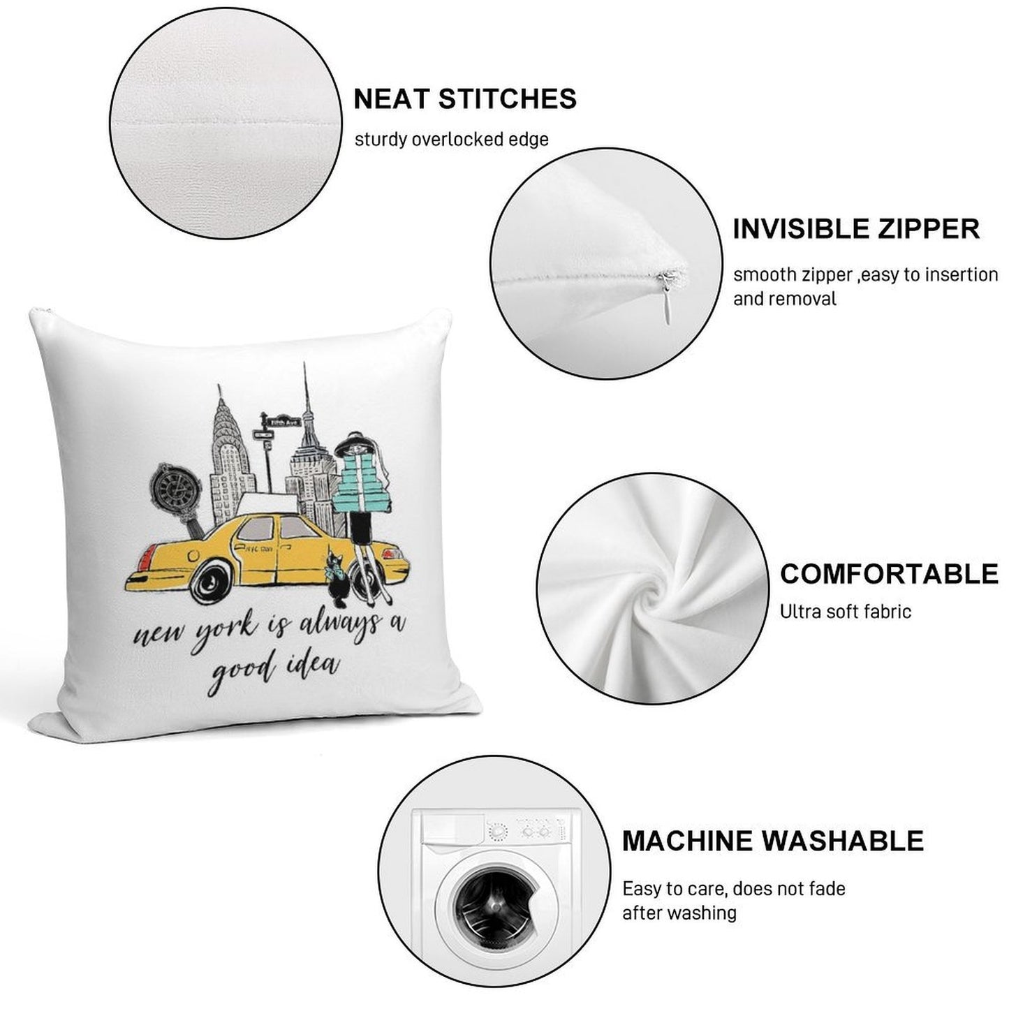 New York Girl Soft Shrink-Resistant Throw Pillow