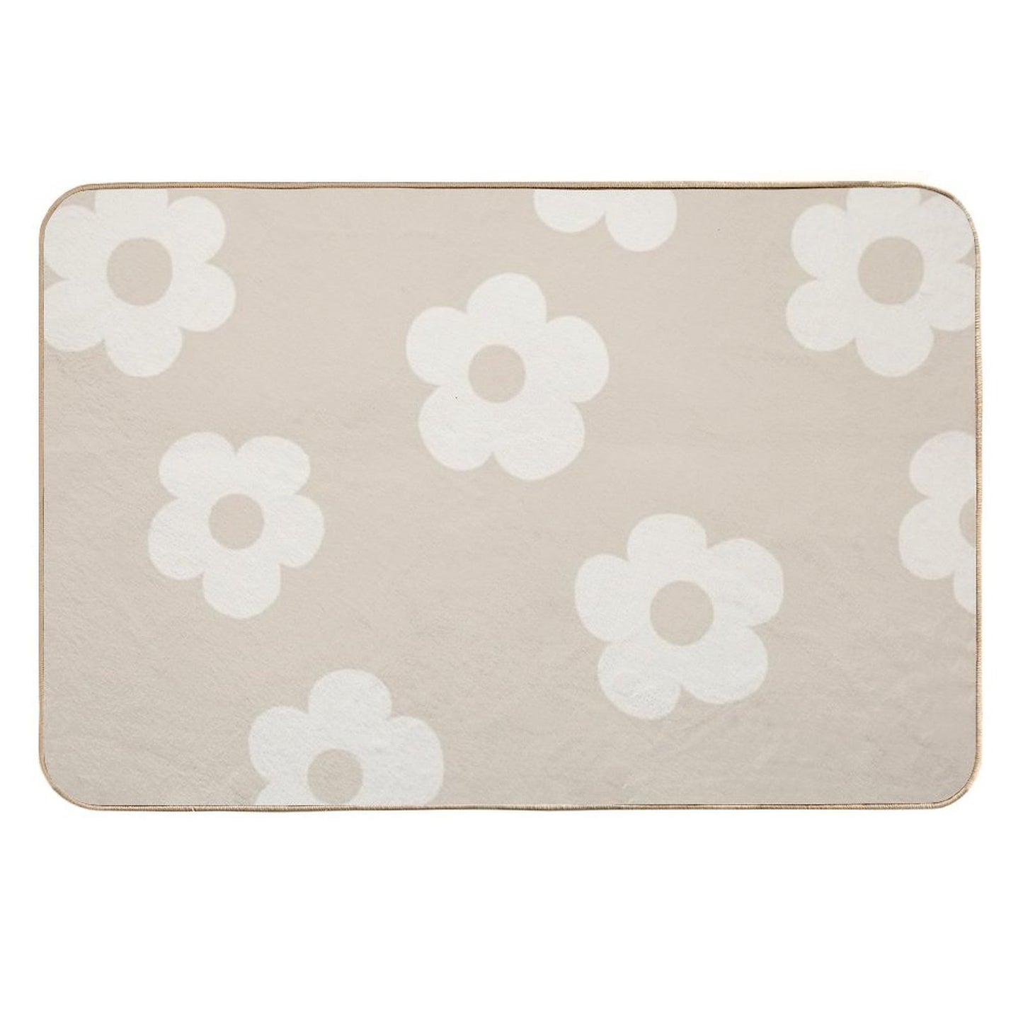 Chunky Retro Flowers - Sand  Multi-Purpose Bath Mat