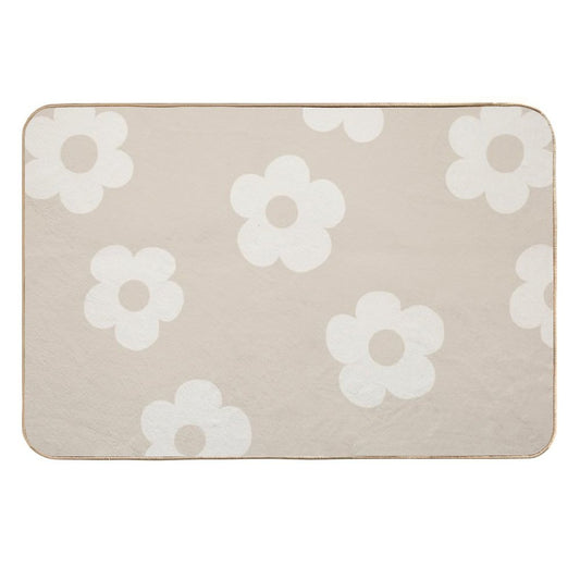 Chunky Retro Flowers - Sand  Multi-Purpose Bath Mat