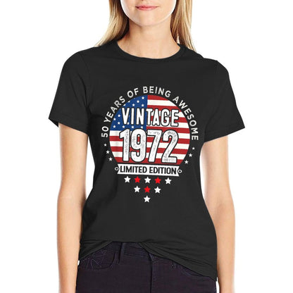 50 Year Old Gifts Vintage 1972 Limited Edition 50th Birthday  Ribbed Collar T-Shirt