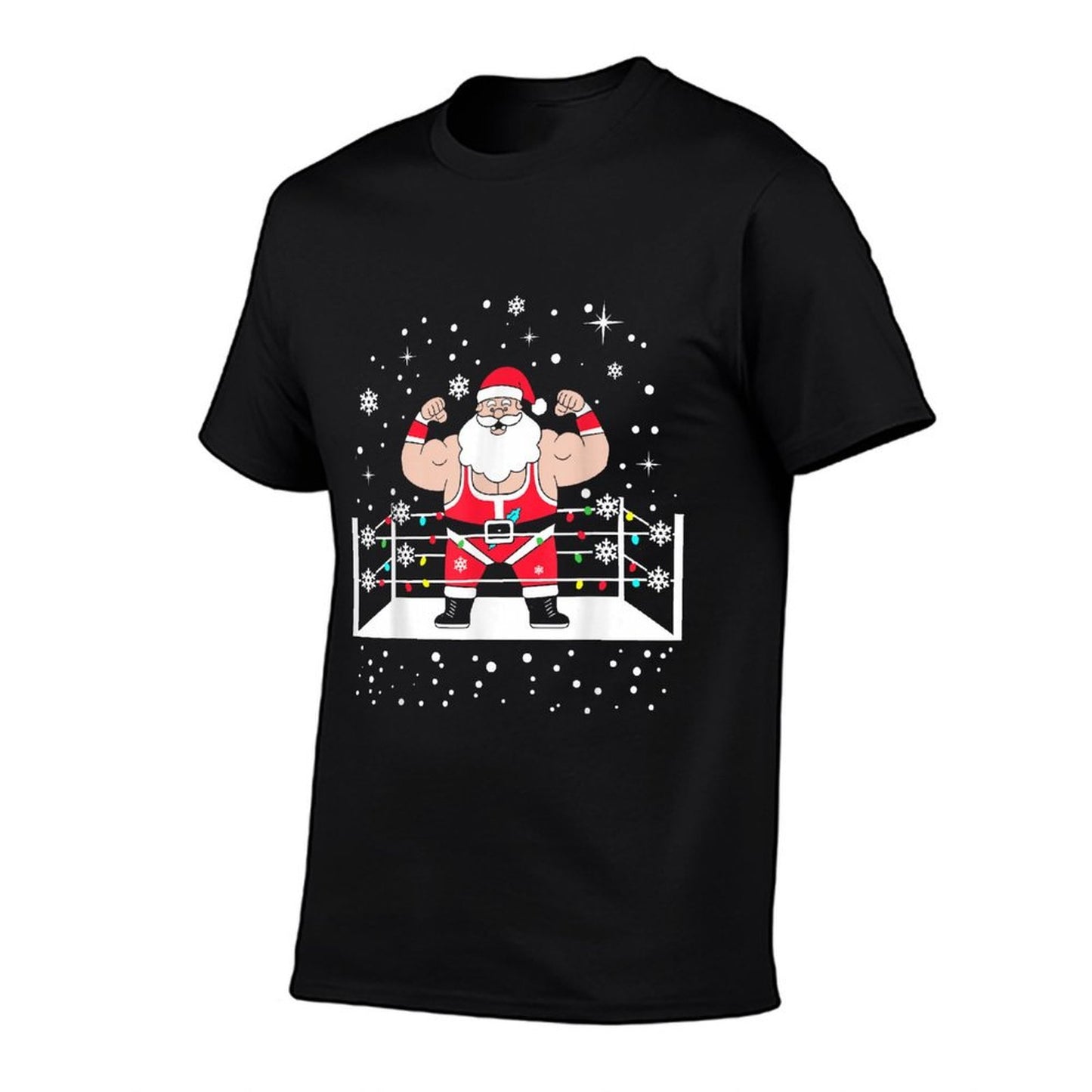 Funny Wrestling Santa Xmas Lights Wrestling Christmas  Durable T-Shirt