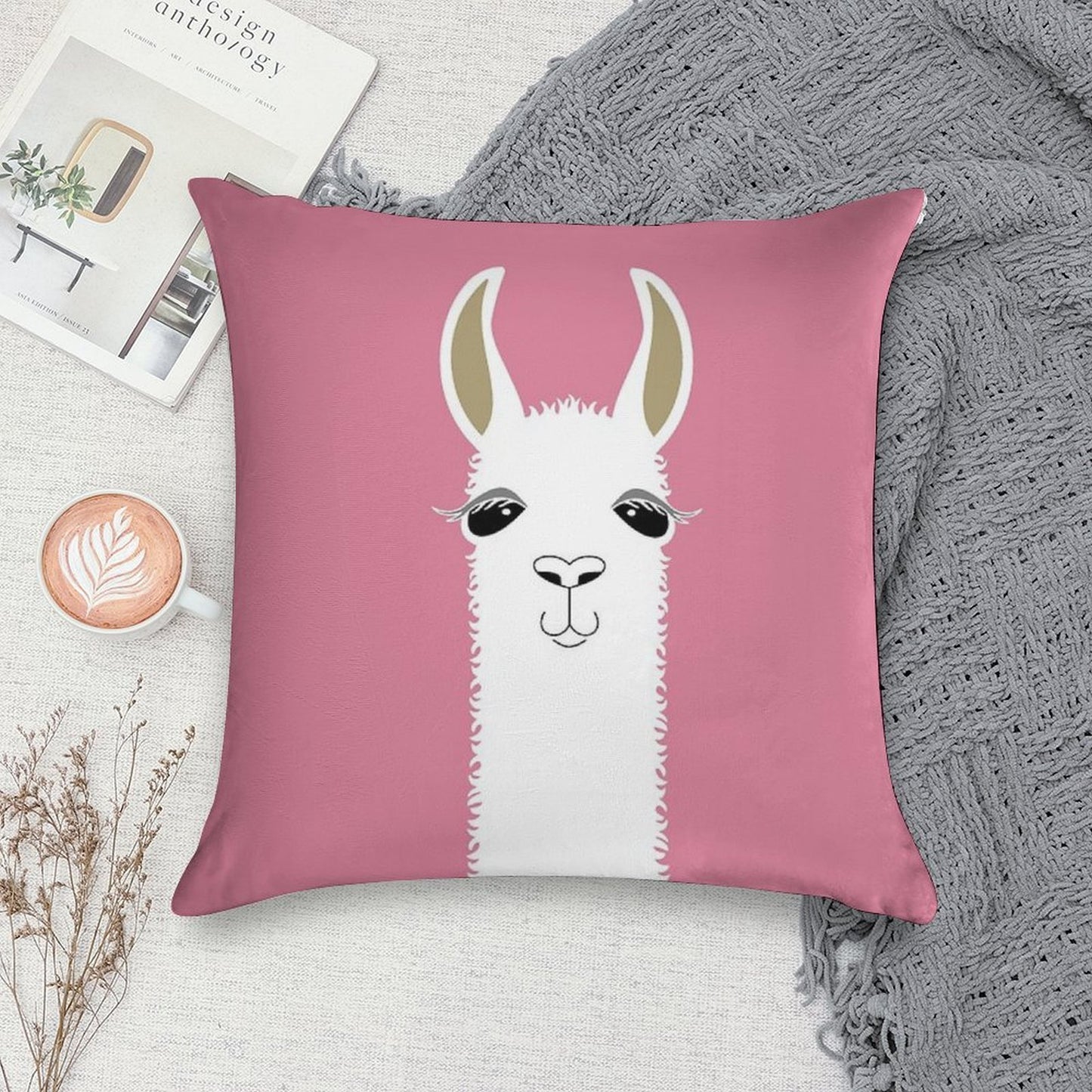 LLAMA PORTRAIT #5 Soft Style Accent Throw Pillow