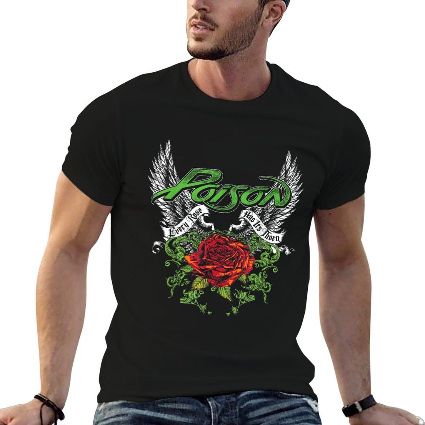 Poison Band Thorns & Wings Black - Classic Fit, Crew Neck,, Adult, Casual  Moisture-wicking T-Shirt