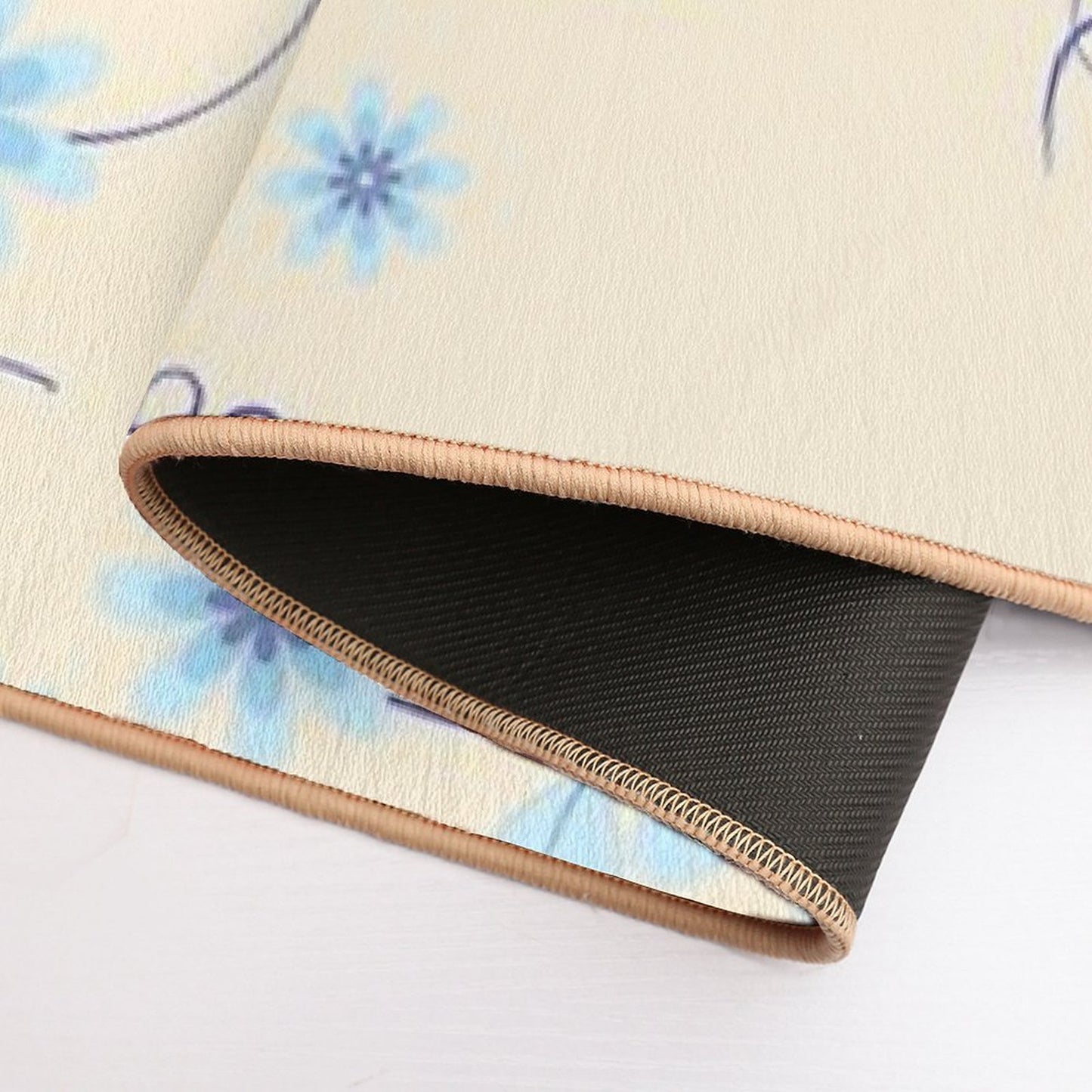 Blue Flowers (Sunny Beige)  Eco-Friendly Bath Mat