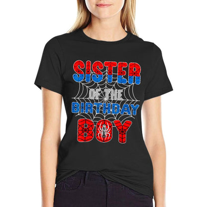 Spider Web Birthday Party Sister of The Birthday Boy  Odor-resistant T-Shirt