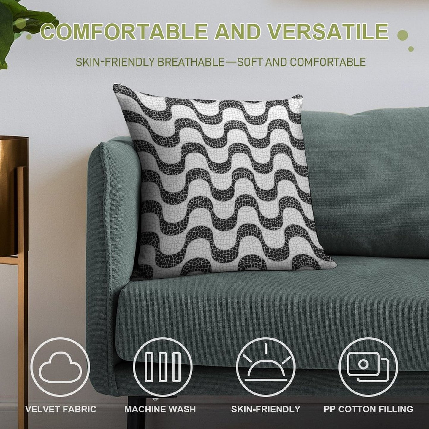 The Magic of Copacabana Sidewalk Theme Soft Warmth Comfort Throw Pillow