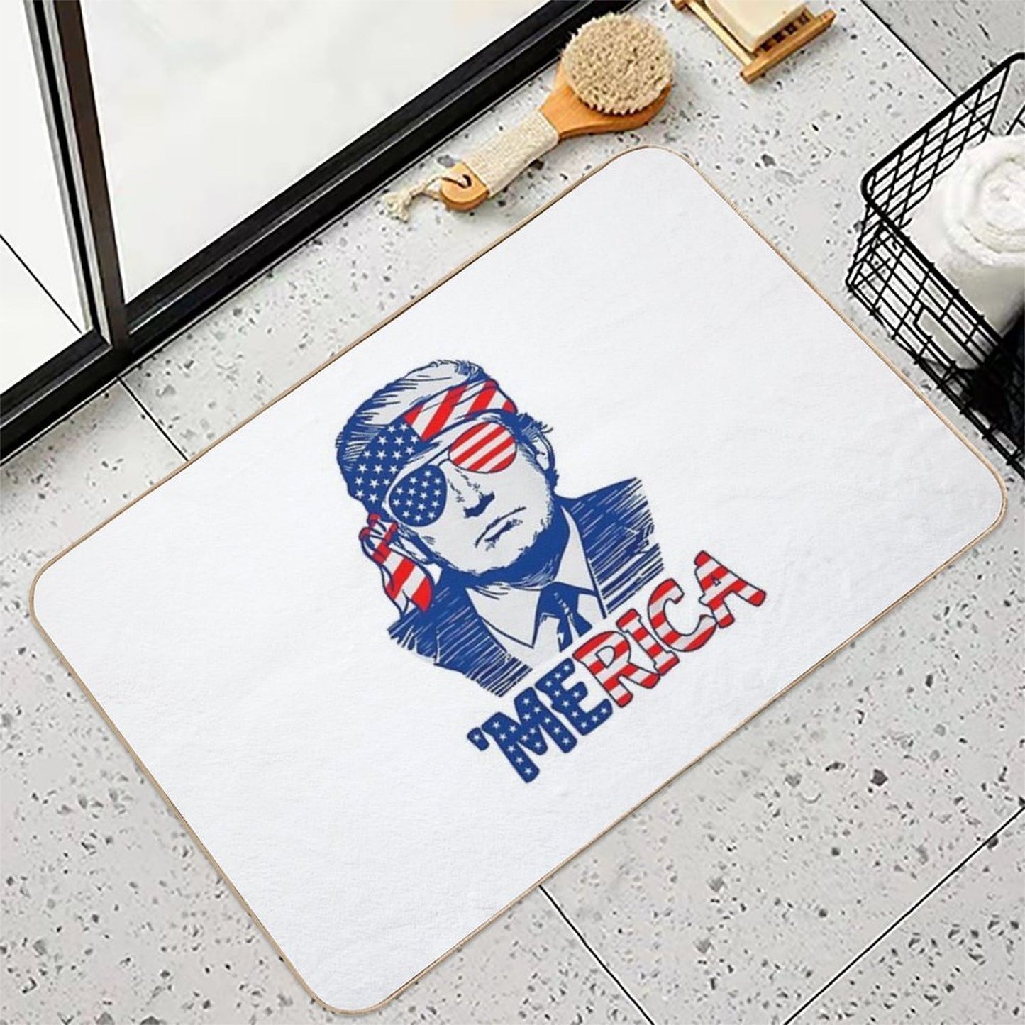 Merica Donald Trump 4th Of July Patristic American Flag  High-Traffic Bath Mat