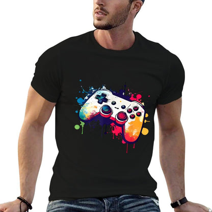 Control All The Things Video Game Controller Gamer Boys Men  Ribbed Collar T-Shirt