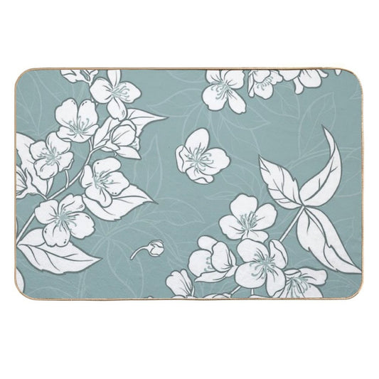 Jasmine Flowers Seamless Pattern  Easy Maintenance Bath Mat