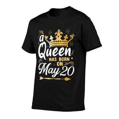 A Queen Was Born on May 20, Cute Girly May 20th Birthday  Moisture-wicking T-Shirt