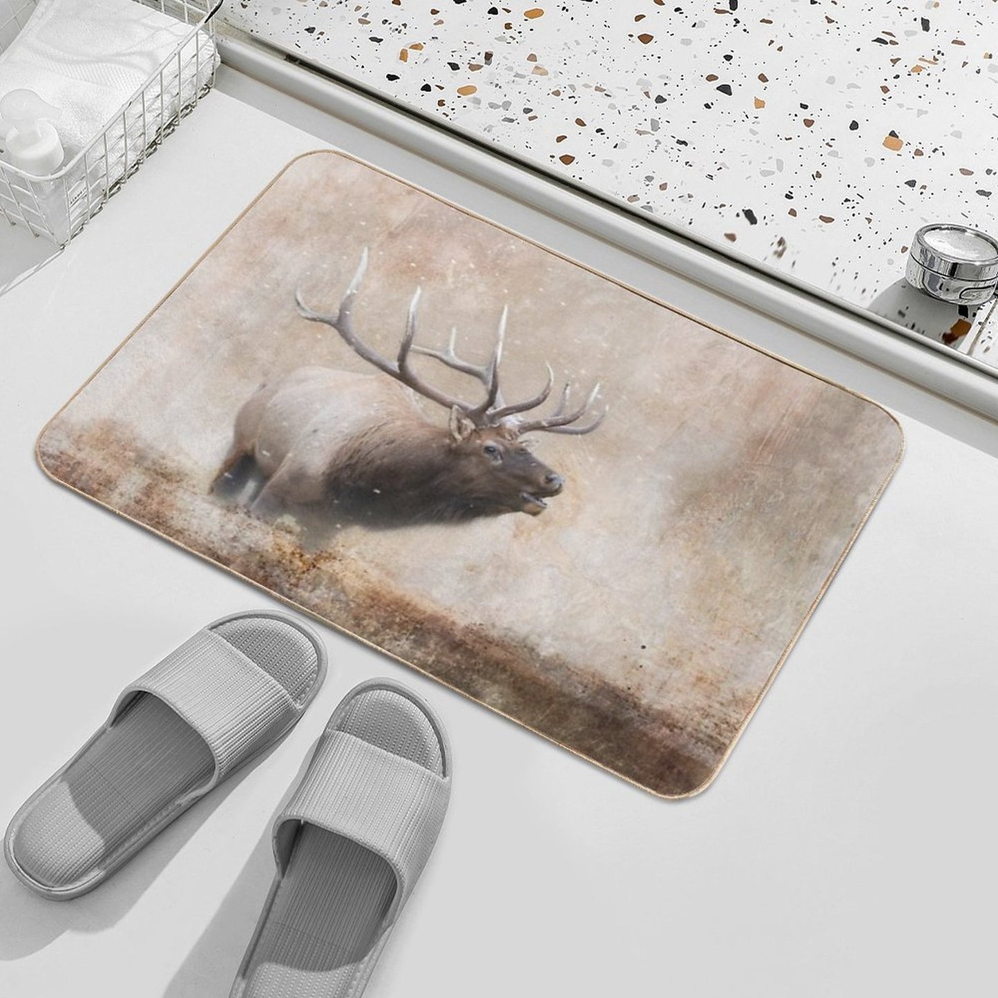 Bugling Bull Elk  Pet-Safe Bath Mat