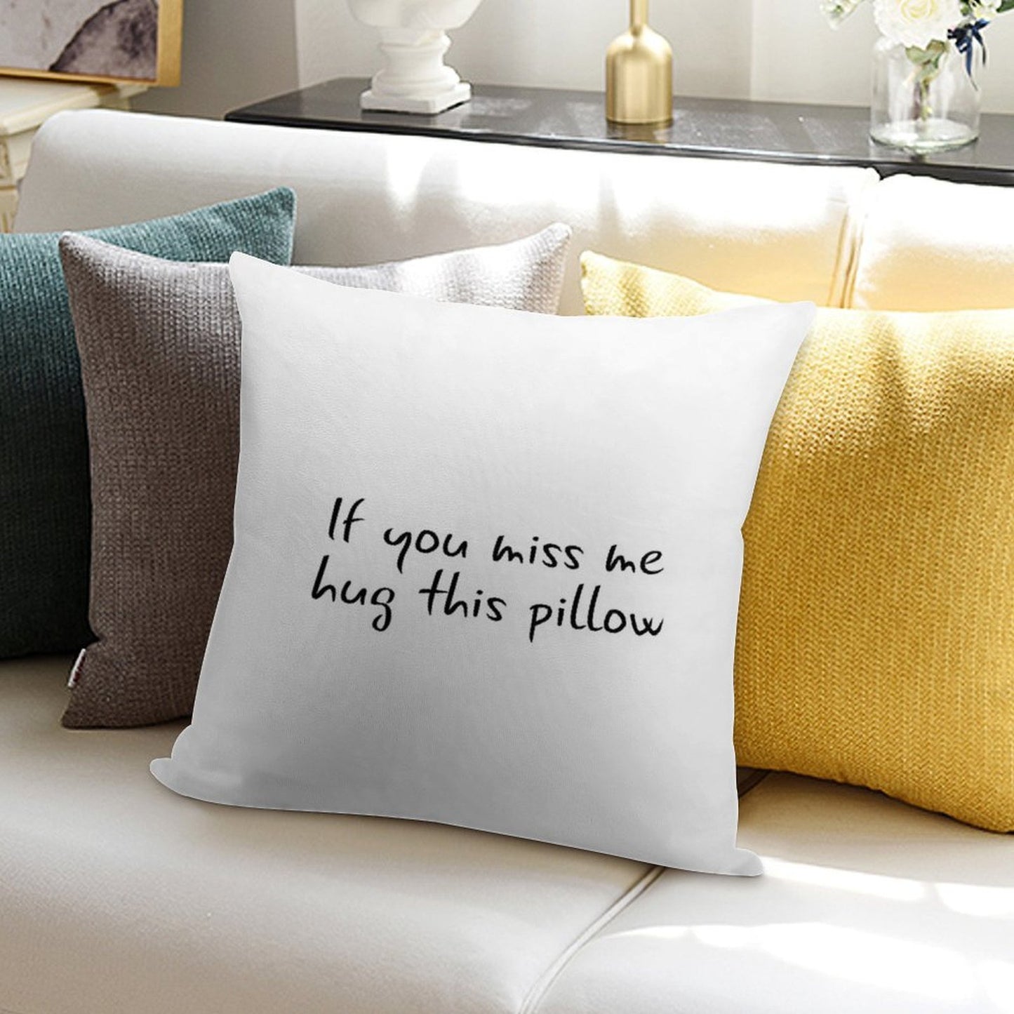 Long Distance Relationship If You Miss Me Hug This Pillow Soft Anti-Pilling Throw Pillow