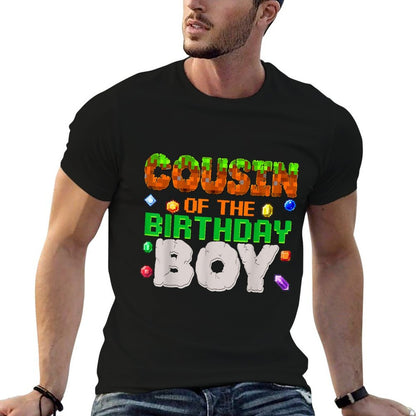 Cousin Of The Birthday Boy Video Gamer Black Boys' Birthday Pixel Number  Tagless Design T-Shirt