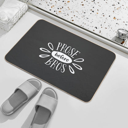 Prose Before Bros - White on Grey - Book Nerd Gift  Eco-Friendly Bath Mat